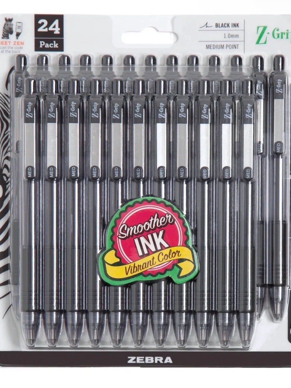 Zebra Z-Grip Black Ink Ballpoint Pens - 24 Pack